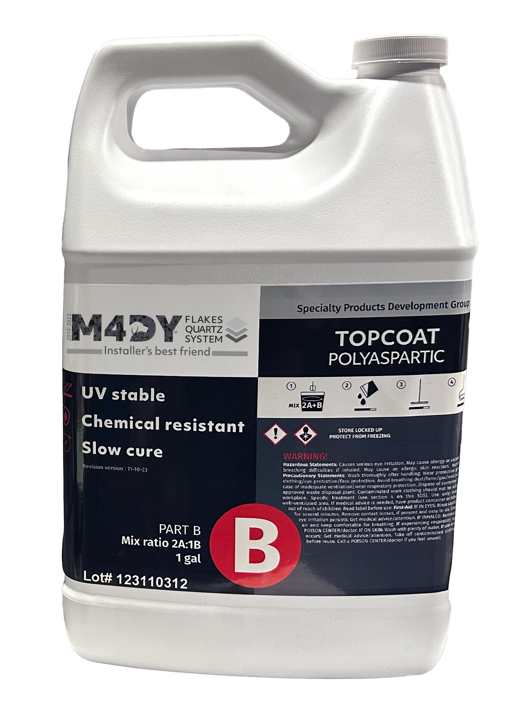 M4DY TOP COAT -Polyaspartic 80 Solids Topcoat 3 GAL